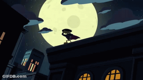 Cartoon Character Standing On Roof GIF
