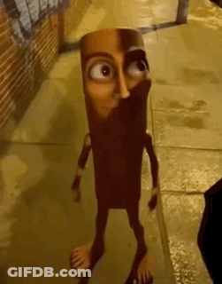 Cartoon Character Standing On Sidewalk With Legs Crossed GIF