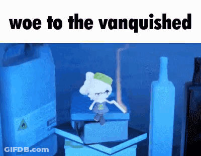 Cartoon Character Standing On Stack Of Books Next To Vodka GIF
