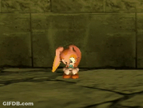 Cartoon Character Standing On Tiled Floor GIF