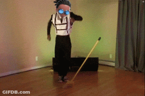 Cartoon Character Standing With Mop GIF