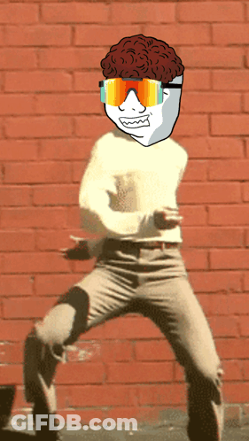 Cartoon Character Sunglasses White Shirt Red Brick Wall GIF