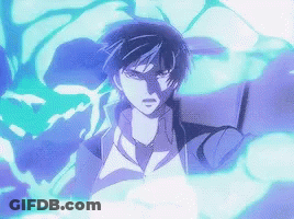 Cartoon Character Surrounded By Blue Lightning Storm GIF