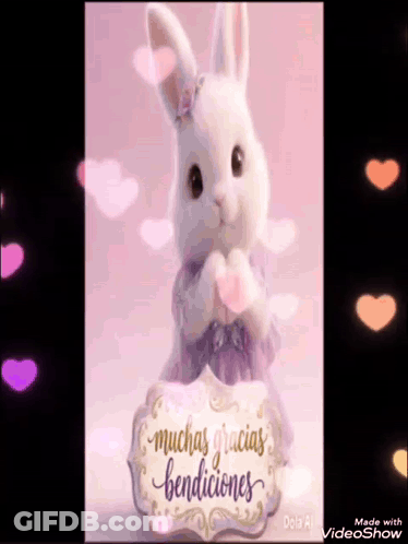 Cartoon Character Surrounded By Hearts And Thank You Note GIF