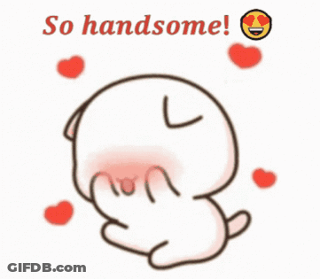Cartoon Character Surrounded By Hearts So Handsome GIF