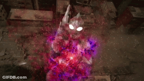 Cartoon Character Surrounded By Purple And Red Explosion GIF
