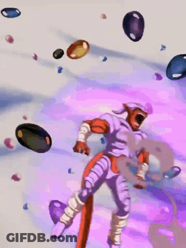 Cartoon Character Surrounded By Purple Spheres GIF