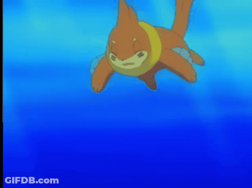 Cartoon Character Swimming In Ocean GIF