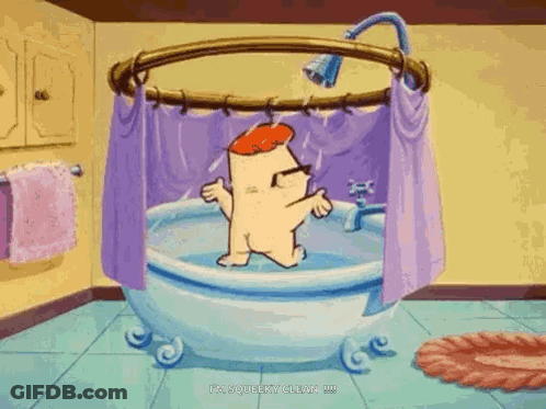 Cartoon Character Taking Bath GIF