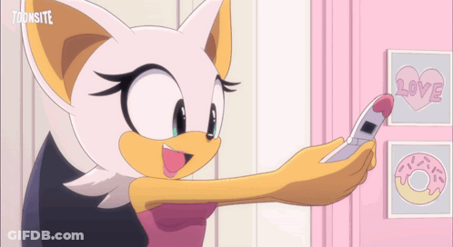 Cartoon Character Taking Selfie With Love On Wall GIF