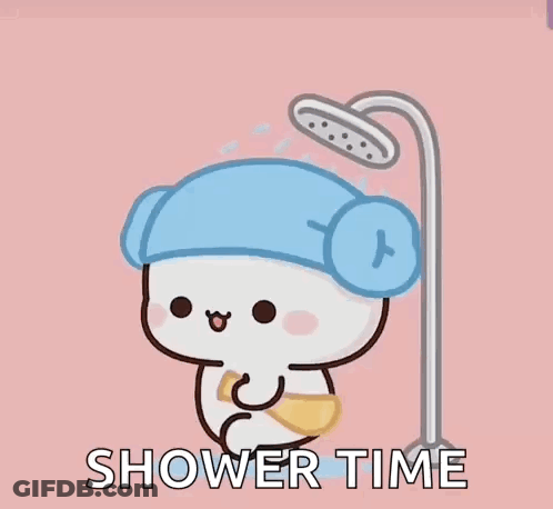 Cartoon Character Taking Shower GIF