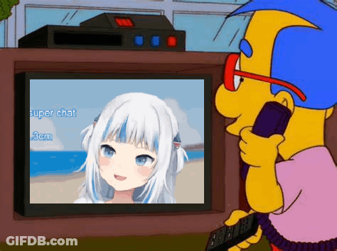 Cartoon Character Talking On Phone Watching Girl On TV GIF