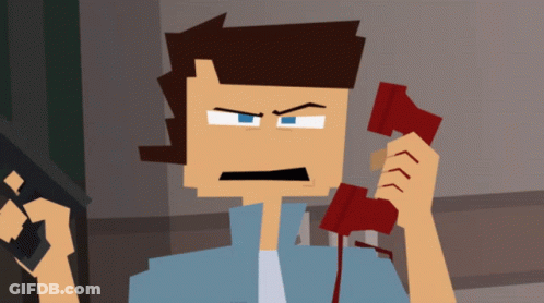 Cartoon Character Talking On Red Telephone GIF
