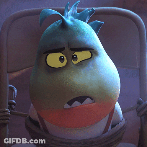 Cartoon Character Tied To Chair Says What GIF