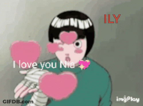 Cartoon Character Two Pink Hearts I Love You Nia GIF