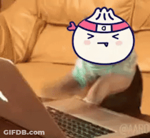 Cartoon Character Typing On Laptop GIF