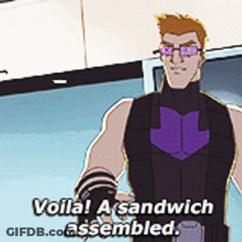 Cartoon Character Voila Assembled Sandwich GIF