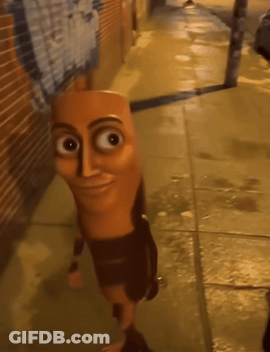 Cartoon Character Walking Down Sidewalk GIF