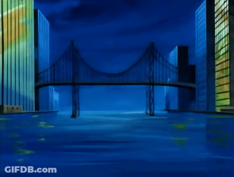 Cartoon Character Walking On Icicle Bridge GIF