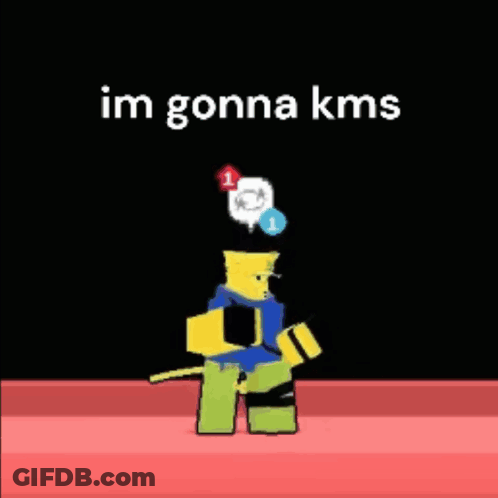 Cartoon Character Walking With Gonna KMS GIF