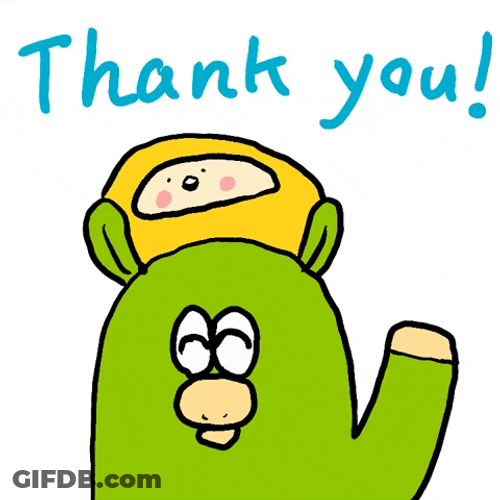 Cartoon Character Waving Thank You All GIF