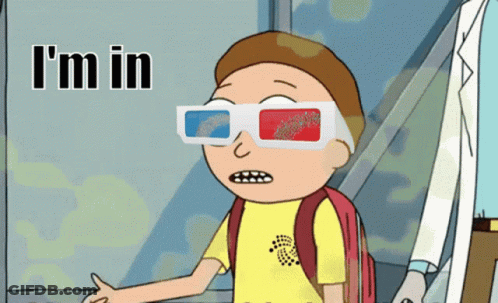 Cartoon Character Wearing 3D Glasses GIF