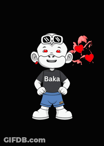 Cartoon Character Wearing Baka Shirt And Sunglasses GIF