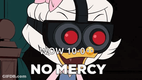 Cartoon Character Wearing Binoculars Says Wow 10 0 No Mercy GIF