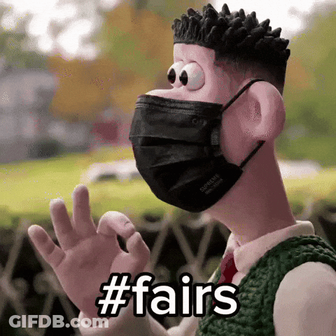 Cartoon Character Wearing Black Face Mask With #Fairs GIF