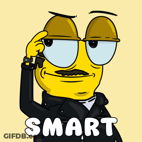 Cartoon Character Wearing Black Jacket With Smart Face GIF