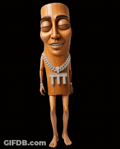 Cartoon Character Wearing Chain With Letter T GIF