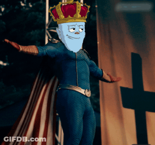 Cartoon Character Wearing Crown And Cape GIF