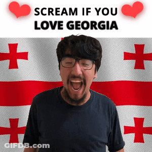 Cartoon Character Wearing Crown Holding Red Georgia Banner GIF