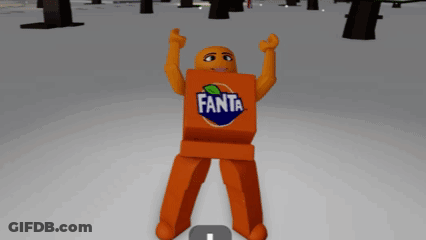 Cartoon Character Wearing Fanta Box GIF