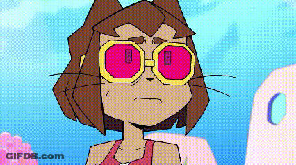 Cartoon Character Wearing Glasses And Pink Shirt Making Funny Face GIF