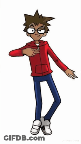 Cartoon Character Wearing Glasses And Red Hoodie GIF