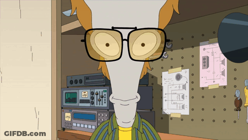 Cartoon Character Wearing Glasses And Yellow Shirt GIF