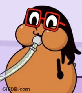 Cartoon Character Wearing Glasses Blowing Hose GIF