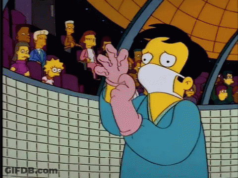 Cartoon Character Wearing Gloves And Mask GIF