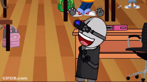 Cartoon Character Wearing Goggles Holding Binoculars GIF