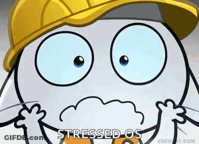 Cartoon Character Wearing Hard Hat Making Face GIF