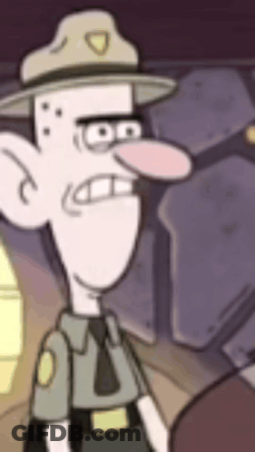 Cartoon Character Wearing Hat And Glasses Standing In Room GIF