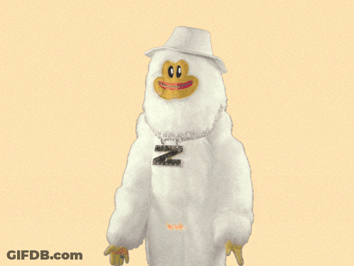 Cartoon Character Wearing Hat And Necklace With Letter Z GIF