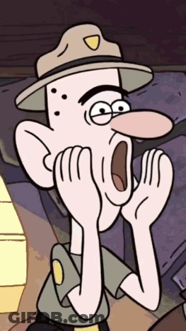 Cartoon Character Wearing Hat Covering Mouth GIF