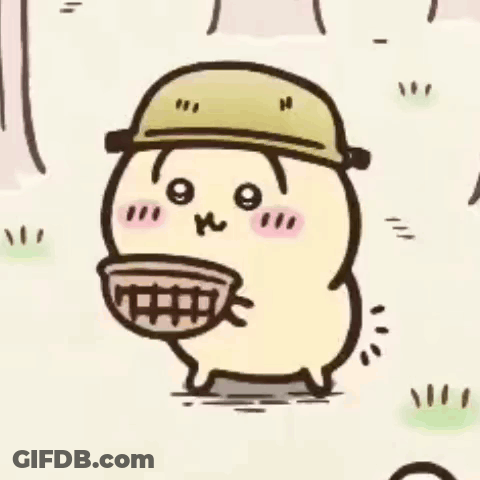 Cartoon Character Wearing Hat Holding Bowl Of Food GIF