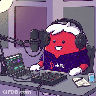 Cartoon Character Wearing Headphones And Chiliz Shirt GIF