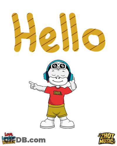 Cartoon Character Wearing Headphones And Hello Shirt GIF