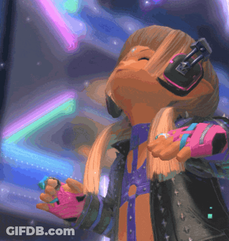 Cartoon Character Wearing Headphones Holding Microphone GIF