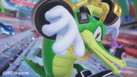 Cartoon Character Wearing Headphones Holding Steering Wheel GIF