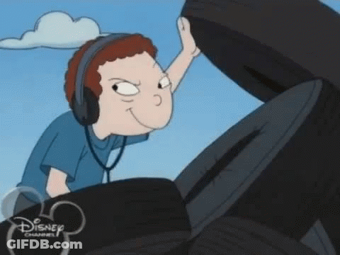 Cartoon Character Wearing Headphones GIF